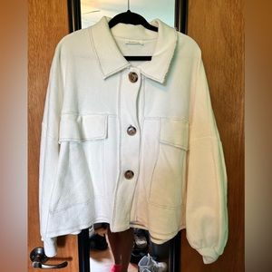 Button down white sweater top!